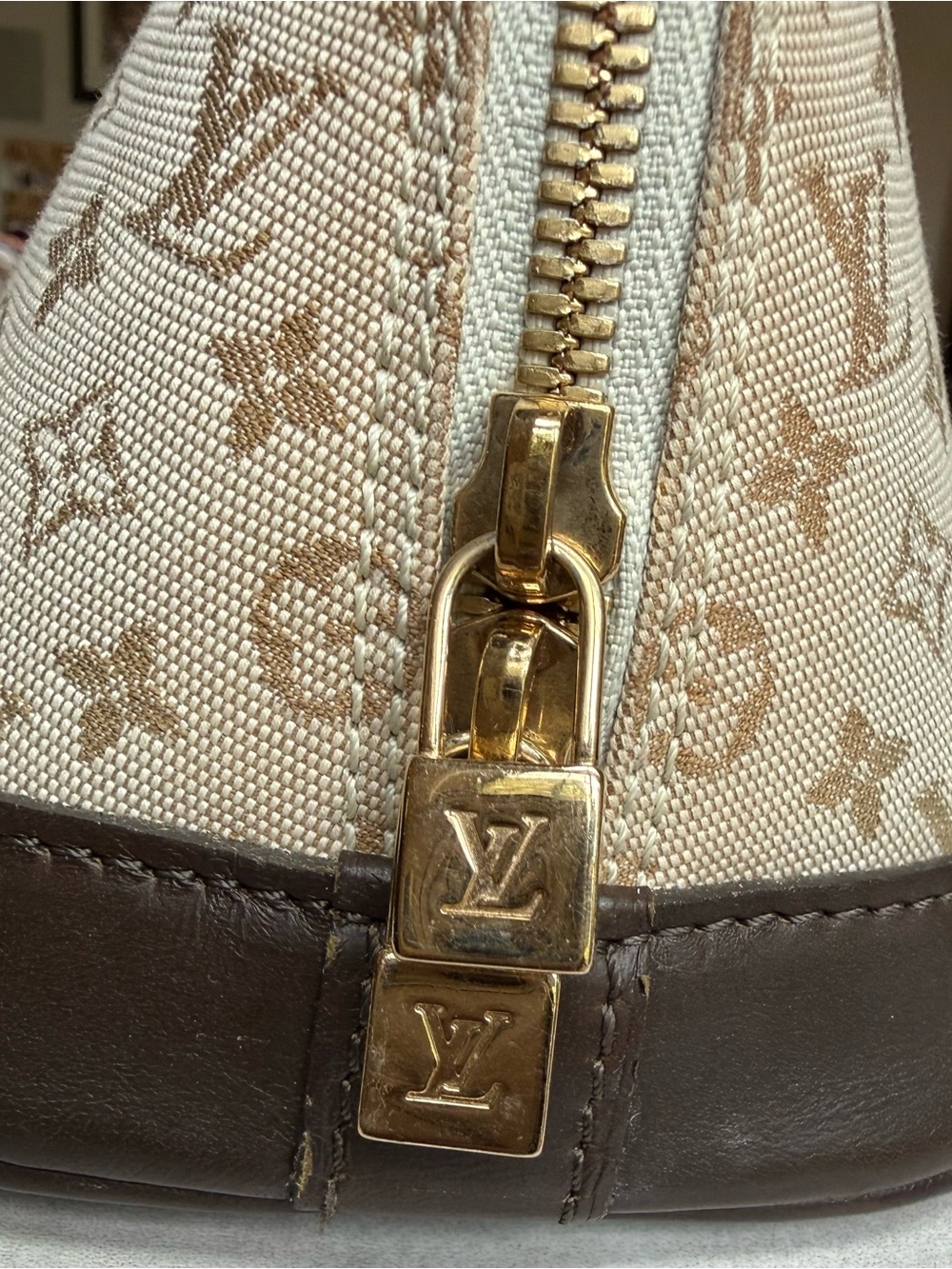 Louis Vuitton Beige Monogram Canvas and Brown Leather Satchel - Picture 7 of 16
